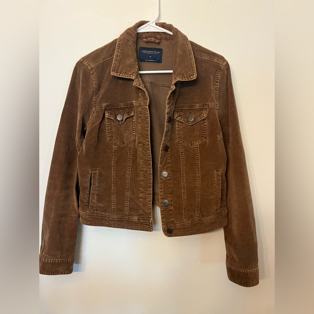 Aeropostale Brown Corduroy Trucker Jacket Women’s Large Button Front